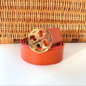 Tory Burch Orange Leather Belt Small